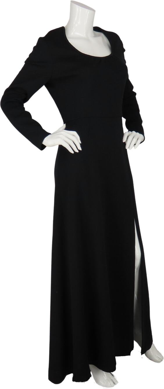 Vintage Black Wool Maxi Dress S Enigmatic Gala